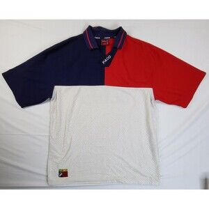 Vintage Paco Jeans Polo Shirt Mens XL Red White Blue Colorblock Urban Street